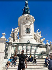  Outside the monument to King Jos? in the middle of Lisbon Europe at the beginning of my trip 