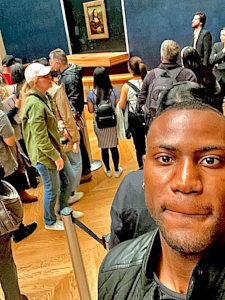  A selfie with the Mona Lisa at the Louvre Museum in Paris, France, Europe 