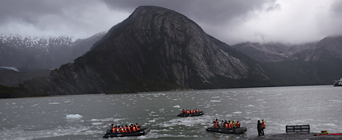 Passengers were transported to Patagonia?s shorelines by raft